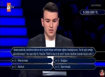 19 yaşındaki dahi genç, 5 milyon TL'lik soruya kadar ilerledi.